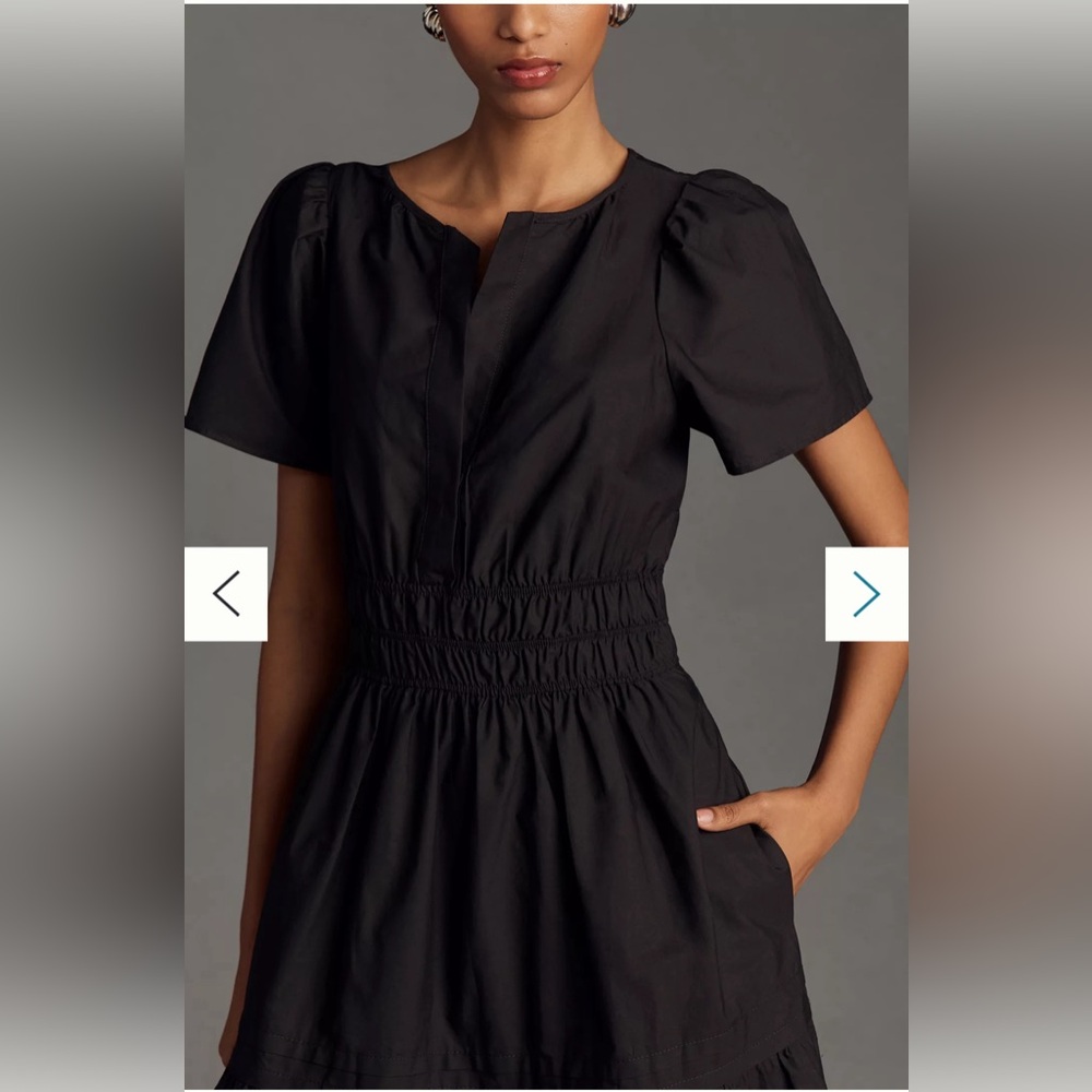 Anthropologie Somerset Maxi Dress shirted waist tiered skirt black cotton dress